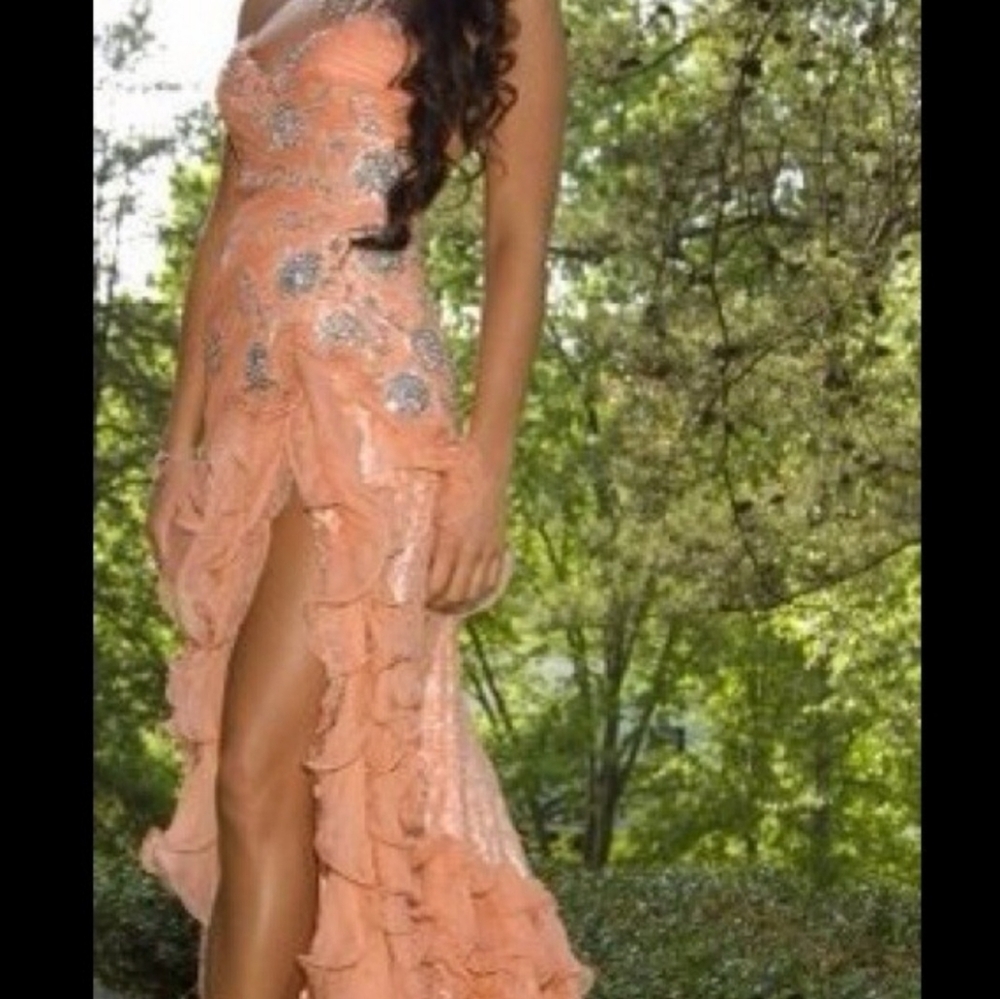 Mandalay Elegant Peach Evening Gown